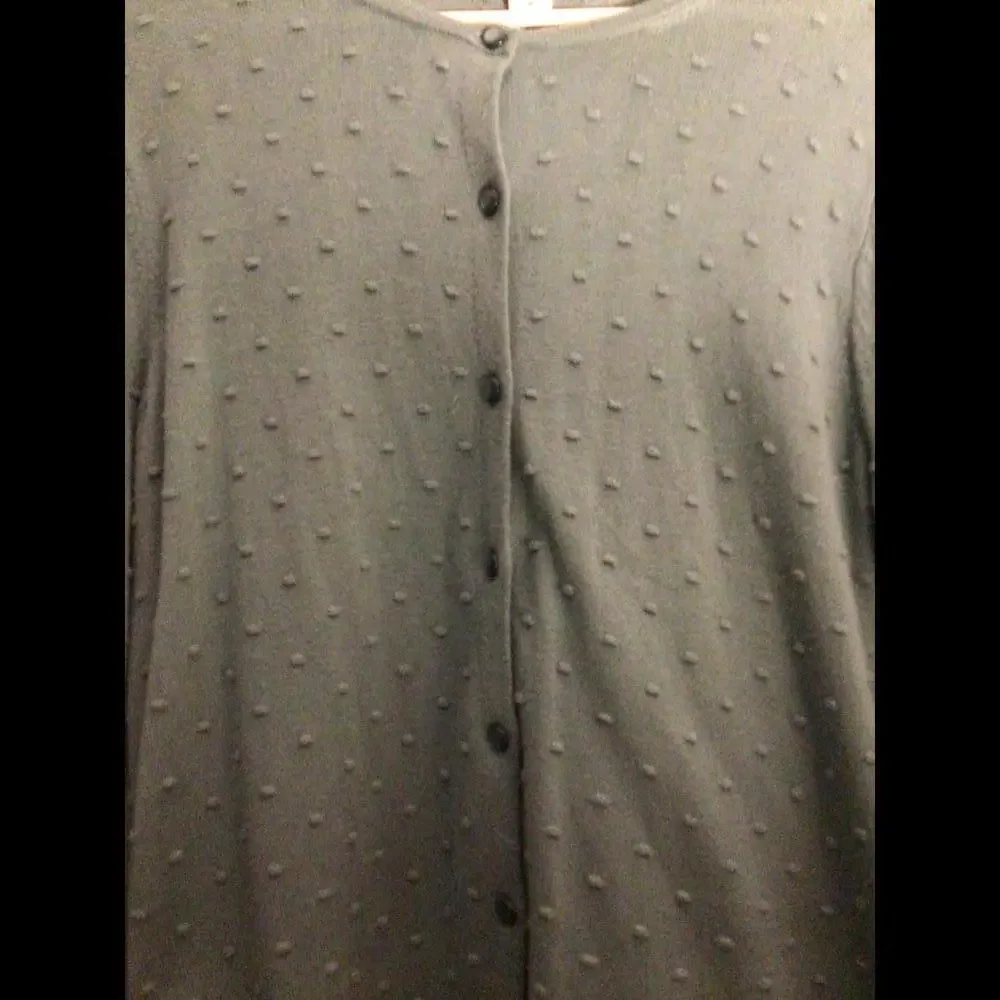 Coldwater Creek Green Swiss Dot Lightweight  Cardigan Size M - Picture 2 of 8